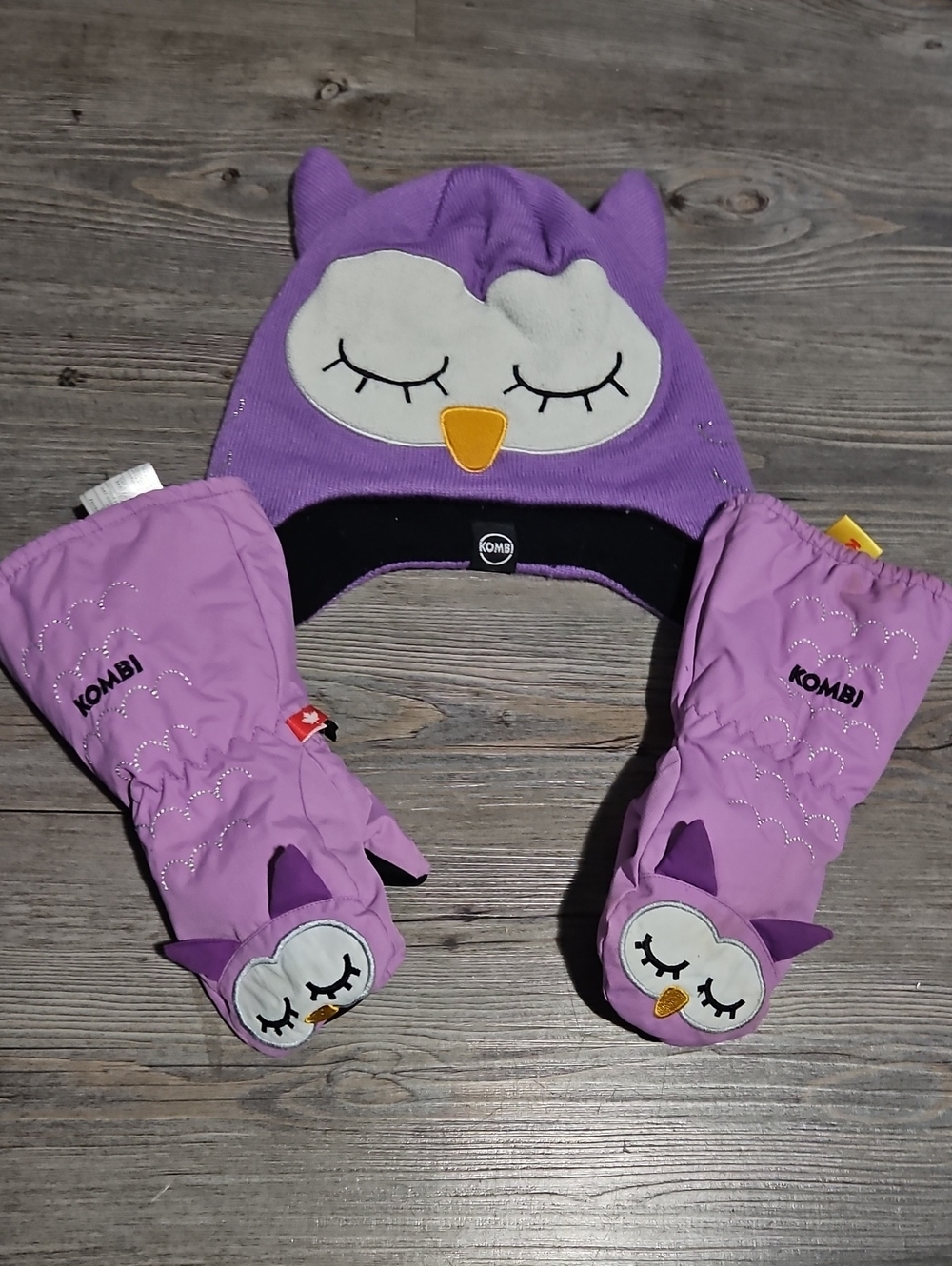 Kombi | Toddler Hat & Mitten Set | Purple Owl